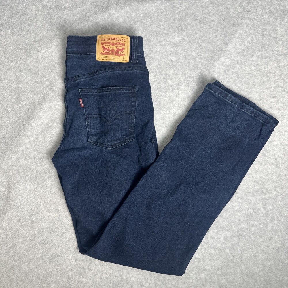Levi's 514 Straight Stretch Boy Jeans Size 14 Reg 27x29 Flex Fit Dark Wash